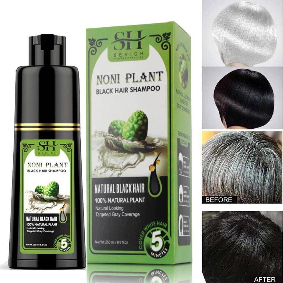 Champú tinte color cabello negro natural herbal 250 ml colorante permanente para unisex Foto 2 de 4