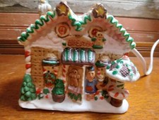 Lighted Vintage Gingerbread House Cake Store Christmas Village Collectible