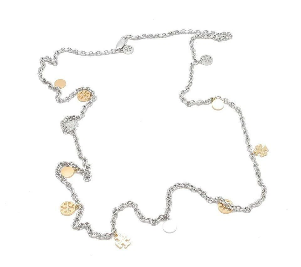 Tory burch logo charm rosary necklace deals