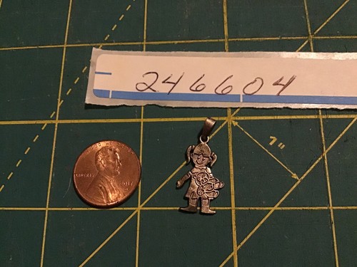 925 Sterling Silver Vintage Girl & Teddy Charm Pendant