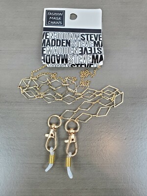 STEVE MADDEN Gold Tone Textured Triangle Link Face Mask / Glasses Chain B