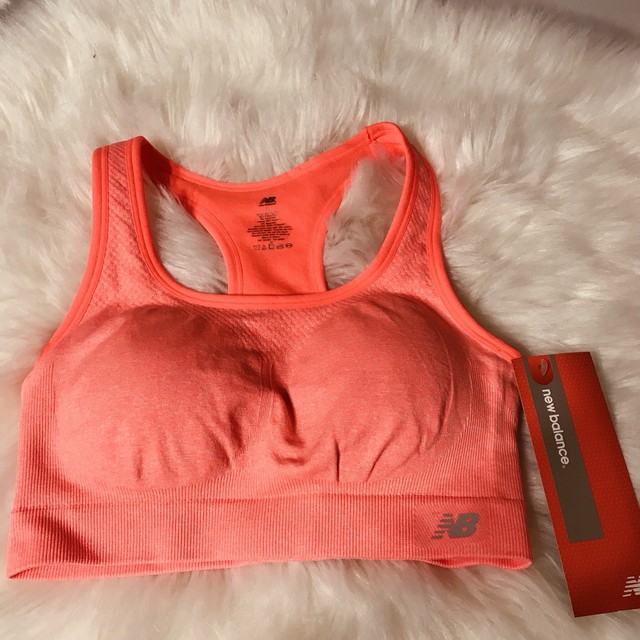 NWT NEW BALANCE SPORTS BRA RAZORBACK NEON ORANGE SIZE SMALL WOMEN