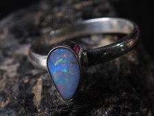 Australian Multi Fire Doublet Opal Handmade Sterling Silver Ring