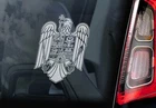 ROMANIA Car Sticker, National Coat of Arms Eagle Flag Window Decal Gift -V04BW