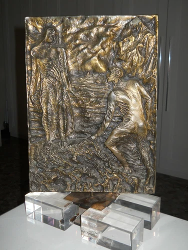 Pericles Fazzini: Dante meets Virgil. Bronze Bas-relief