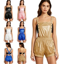 Women Incontinence Bodysuit Leakproof Jumpsuit Bib Overall Button Up Rompers