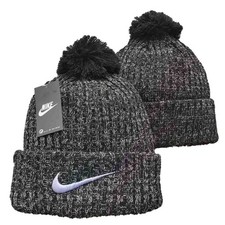 Nike Winter Knit Beanie Cuffed Pom Hat Black Gray Acrylic Warm Adult Unisex New
