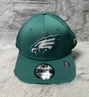Philadelphia Eagles Hat Cap Green Trucker Rubber Logo New Era 9 Seventy NFL  Men
