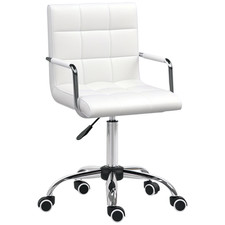 Vinsetto Mid-Back Swivel Office Chair w/ Arms, White, Refurbished