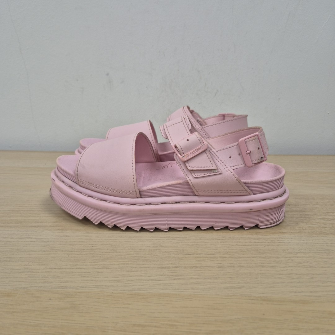 Dr Martens Voss Mono Pink Hydro Leather Strap Chunky Platform