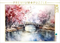 Calvendo Puzzle Bridge Under Blossoming Trees | 1000 Pieces, Finished Size 25.2