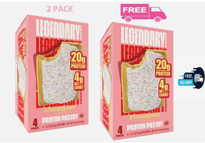 Legendary Foods Protein Pastry - Strawberry 4 Pack X 2 Protein Snack Keto Friend