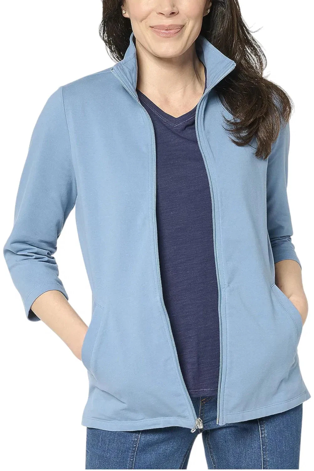 Denim & Co. Women's Duo Stretch 3/4 Sleeve Jacket MedDenim