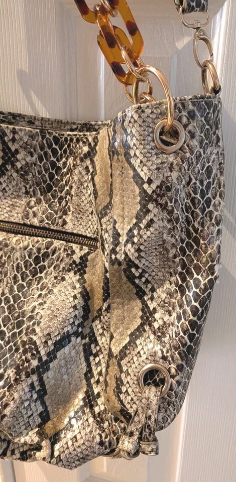 Big Buddha Santa Barbara Vegan Leather Snakeskin Print Handbag, Tote Bag - Image 4 of 4