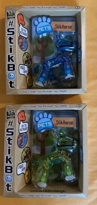 STIKBOT STIKHORSE PET BLUE & GREEN HORSE 2 PAK NEW SEALED SHIPS FREE IN USA