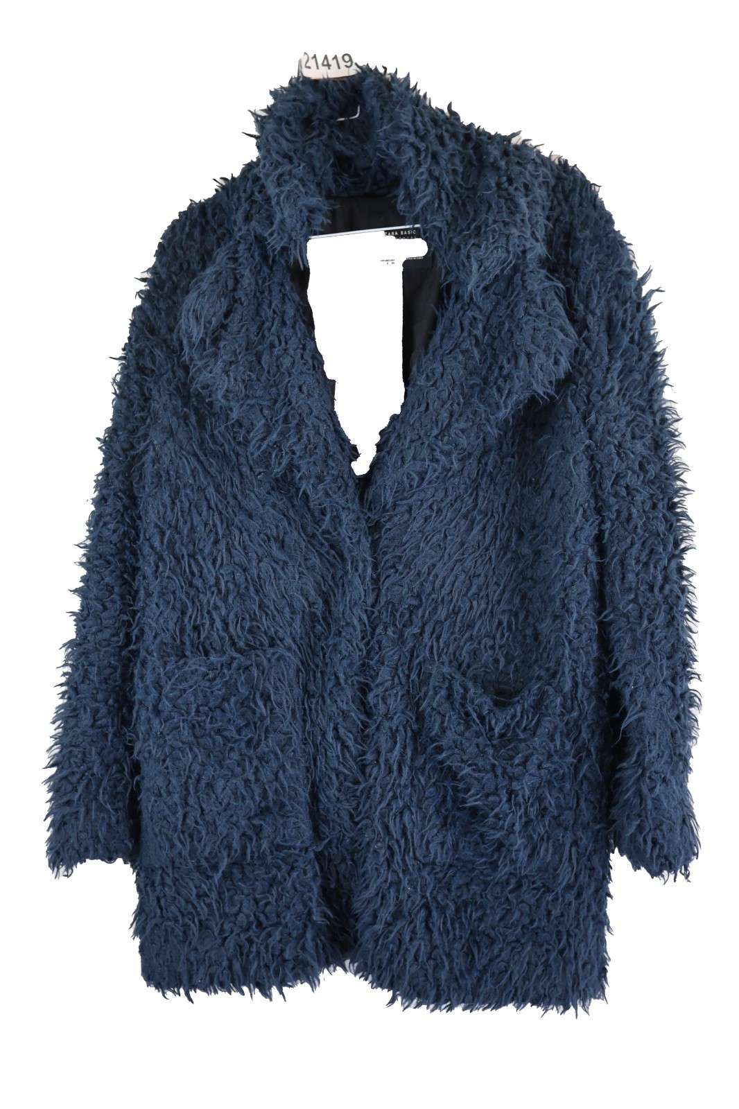 ZARA BASIC Blue Shearling Jacket size S Womens Ca… - image 1