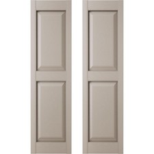 12 in. W x 67 in. H , Standard Two Equal Panels, Raised Panel Shutters, Inclu...