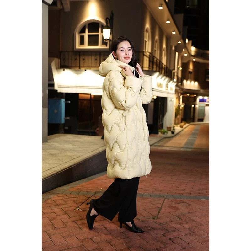 Winter Womens Fashion 90% White Duck Down Hooded Long Sleeve Thick Down Jackets - Image 3 of 4