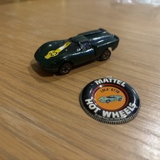 Hot Wheels RedLine 1968 Dark Green Lola GT70 Car With original Pin. Made In USA