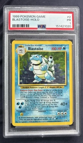1999 POKEMON GAME #2 BLASTOISE-HOLO PSA 1