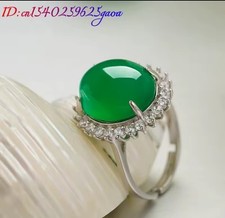925 Sterling Silver Beautiful Natural Resizeable Green Jade Ring