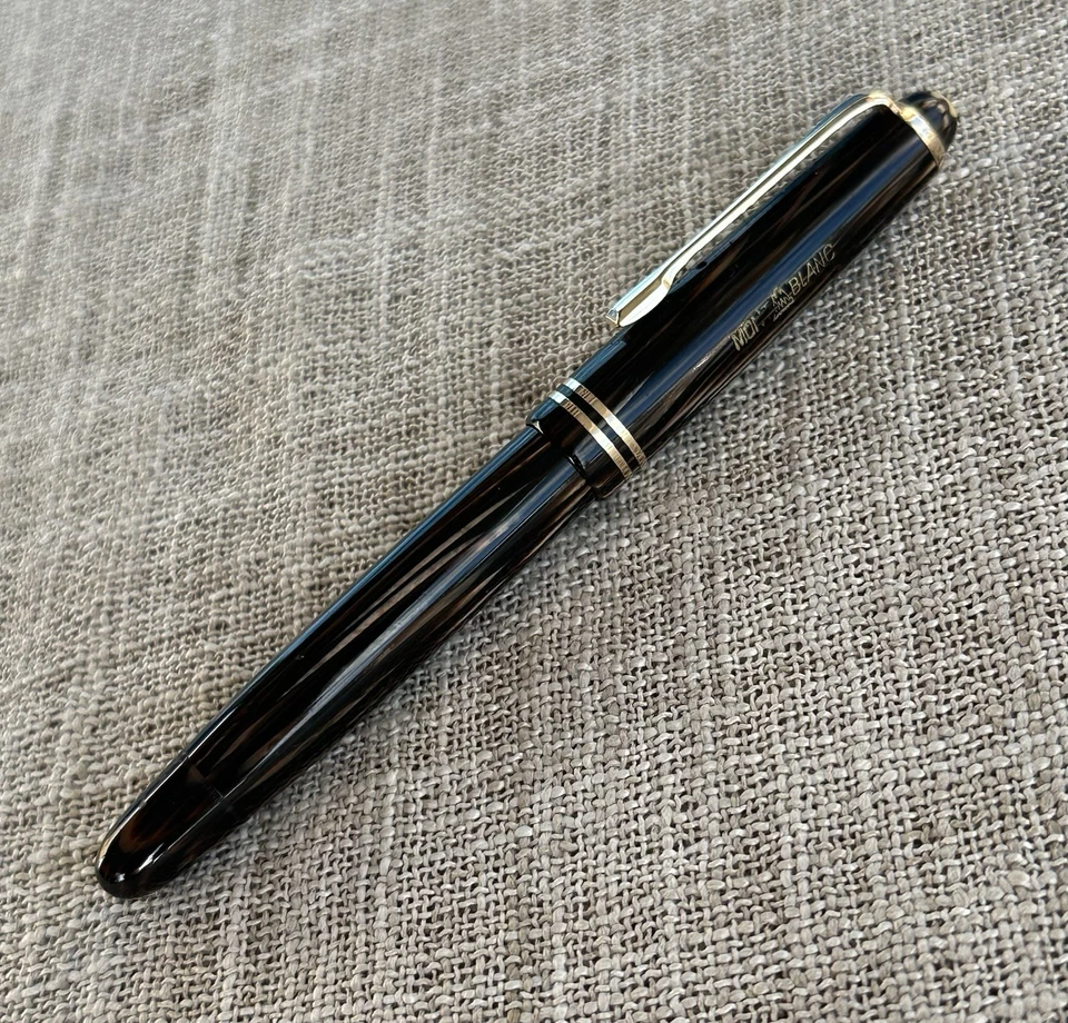 Pluma Estilográfica Montblanc 244 G 1950-1954, Ojo de Tigre, Oro 14k OBB Nuevo en Caja, Flexible Foto 2 de 4