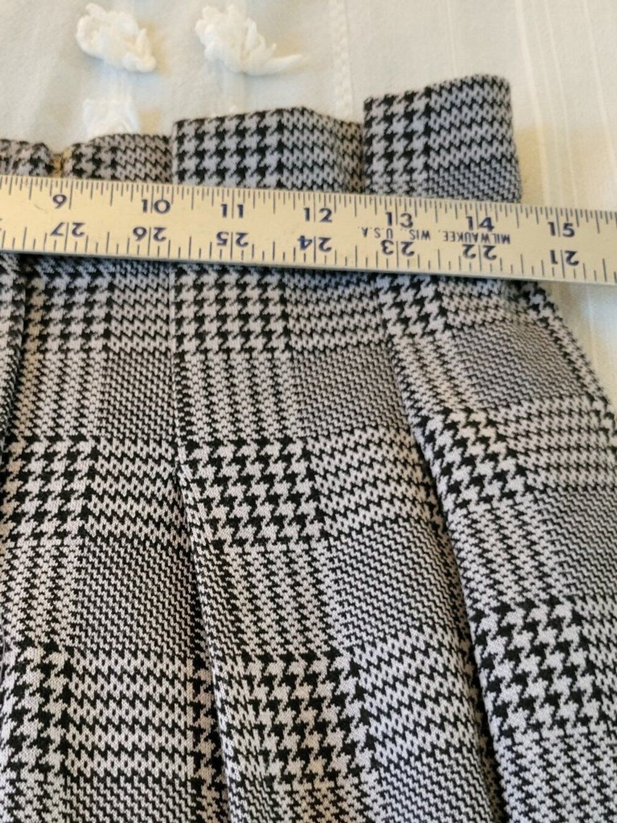 Maeve Anthropologie Avery Houndstooth Pleated Wide-Leg Trousers Black White Sz 4 image 10