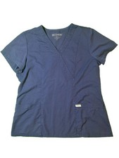 Grey's Anatomy Scrub Top Size Large Navy V-Neck-Chest Blue