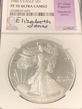 1986 S 1oz  American Silver Eagle NGC PF 70 Ultra Cameo (ELIZABETH JONES)