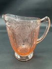Jeannette Pink Cherry Blossom Scalloped Base Pitcher - 1930s Depression Glass