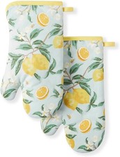Martha Stewart Lemon Whimsy Oven Mitts, 2-Pack, Yellow, 7"x13"