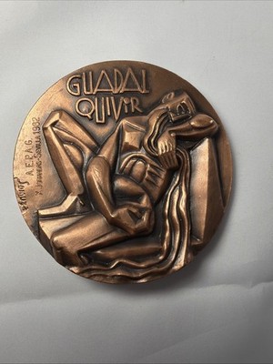 1982 SPAIN A.E.P.A.G. Guadalquivir River Seville Bronze Medal 84mm