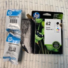 Genuine HP 62 Black  Tri-Color Ink Cartridges - 2 Pack Expired 2021