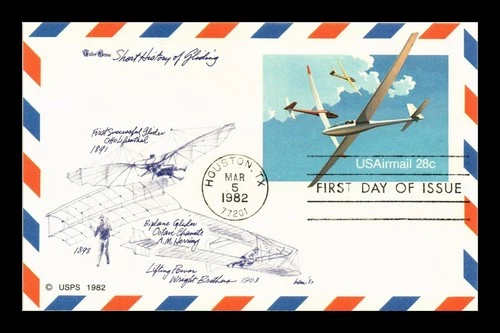 DR JIM STAMPS US FIRST DAY CARD AIR MAIL 28C SOARING AIRPLANES TUDOR HOUSE