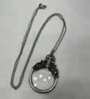 Gothic Vintage Magnifying Glass Pendant Necklace Steampunk Costume Jewelry 33in