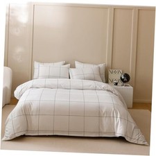 White Grid Comforter Twin Boys Grils Black Square Lines Checkered Bedding Set