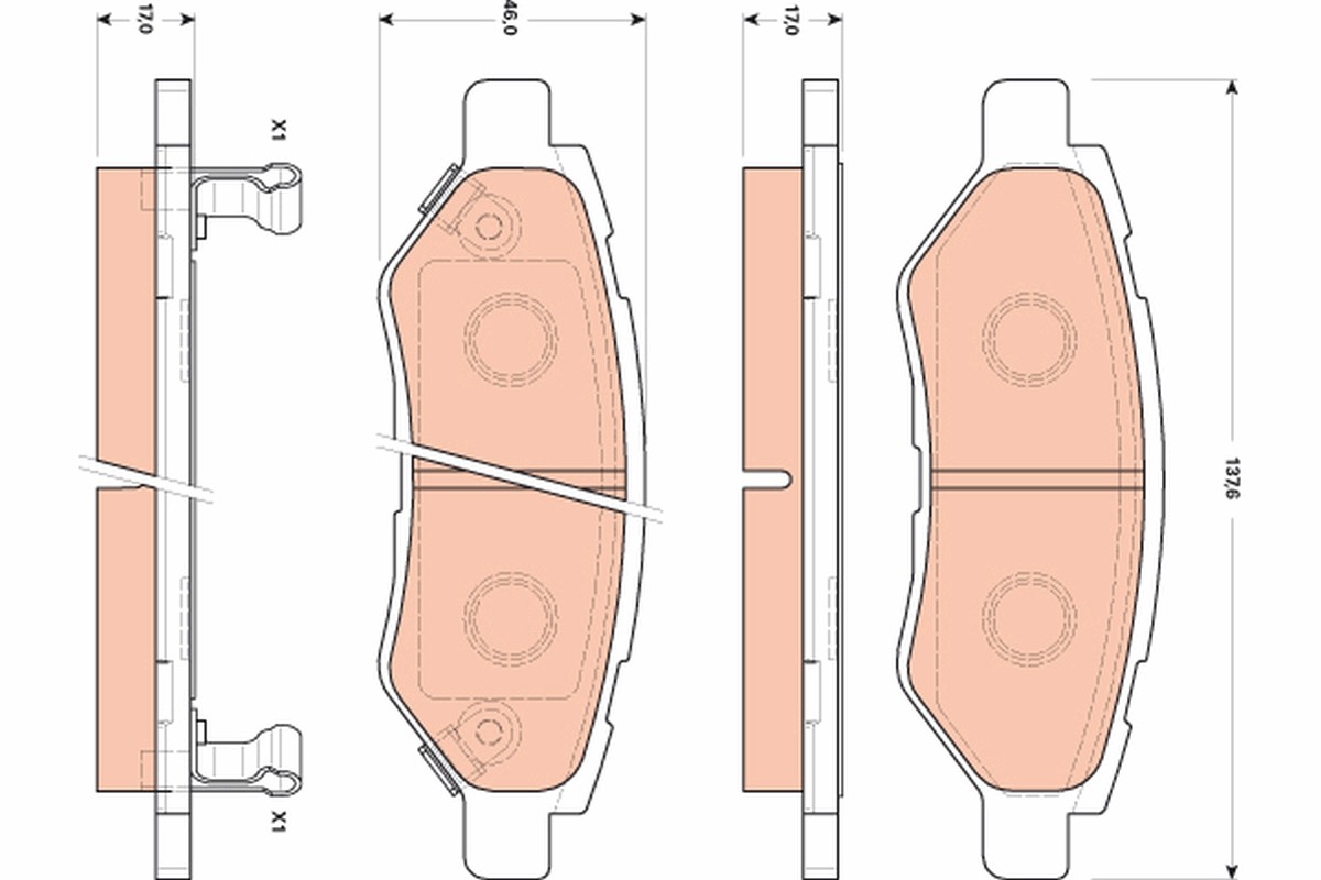 Rear TRW-OE GDB4602 Brake Pad Set, disc brake for CADILLAC,CHEVROLET