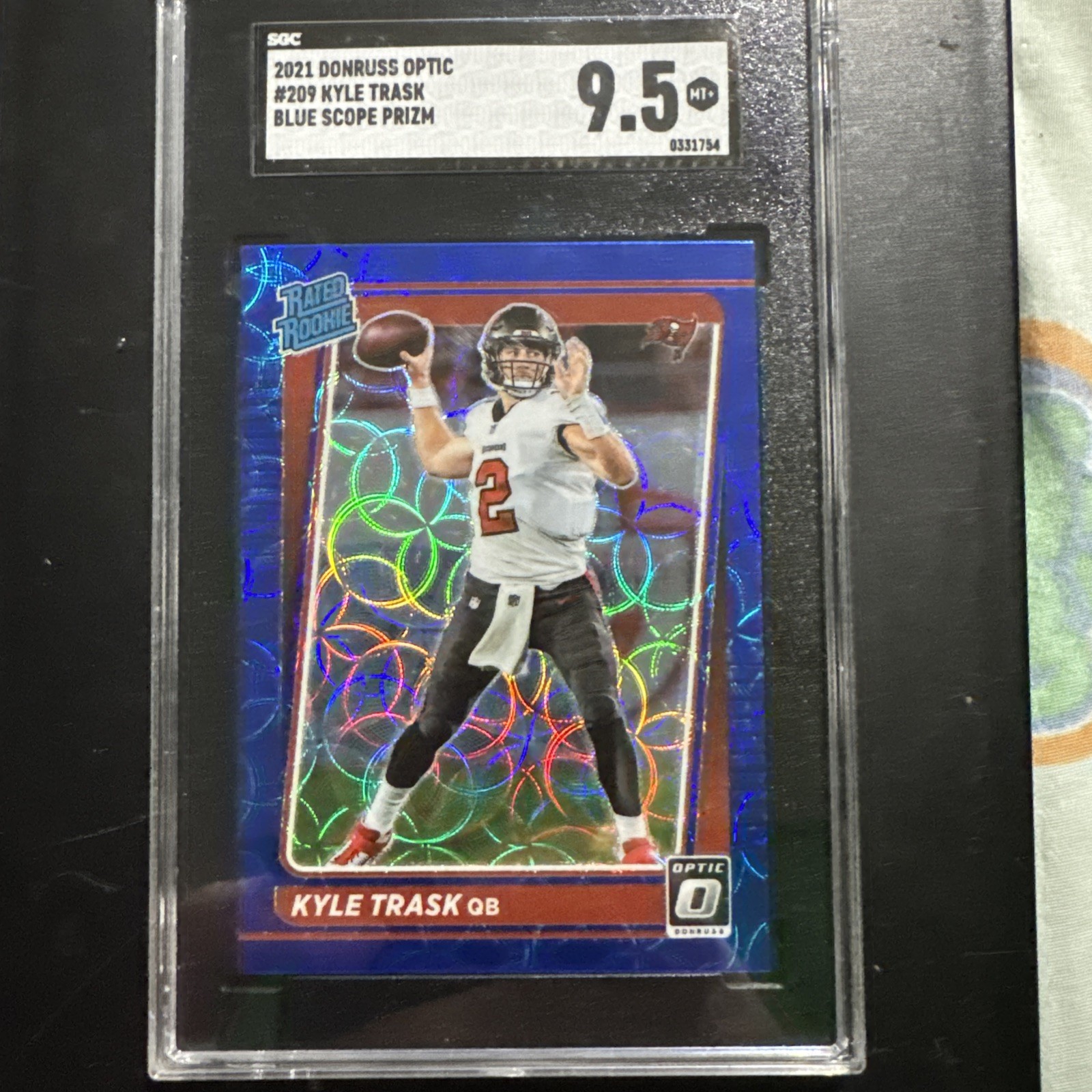 2021 Donruss Optic KYLE TRASK Blue Scope Prizm Rated Rookie BUCCANEERS #209