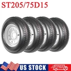 Set of 4 ST205/75D15 Trailer Tires with 15" Rims 5 Lug on 4.5" 6PR Load Range C