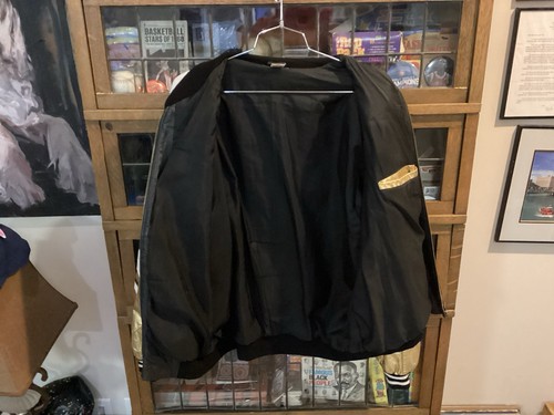 VTG 90’s DISNEY Gold Mickey Mouse SPELL OUT ARMS Leather Bomber Jacket SZ XXL - Picture 21 of 23