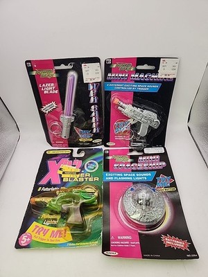 Vintage 90s SRM Power Gear Lot Lazer Saber Mini Machine Ufo Spaceship Rack Toys