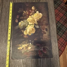 VINTAGE FRANS MORTELMANS  "STILL LIFE With Yellow ROSES  11x17 Printed Oct 1900