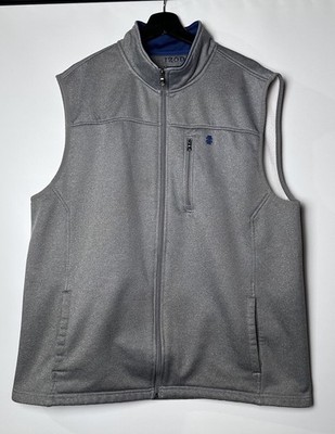 IZOD Advantage Performance Vest Mens XL  Gray Full Zip Stretch Mock Neck Golf