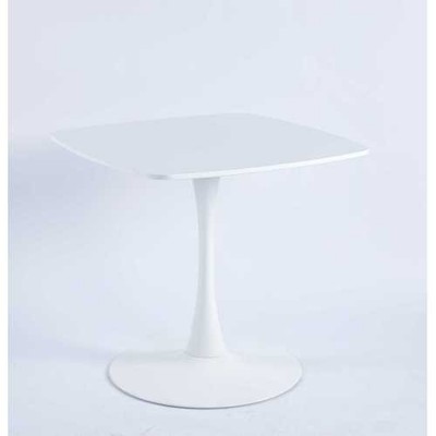 23.6 Inch Square Dining Table, Matte White MDF Top w/Metal Legs, Easy Assembly