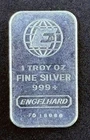 ENGLEHARD ONE TROY OZ. .999 FINE SILVER BAR w/ Mint Bar Number