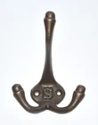 Single Cast Iron TRIPLE COAT & HAT HOOK with the Letter S, Antique Iron + Screws