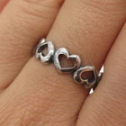 925 Sterling Silver Vintage Heart Link Oxidized Band Ring Size 8.25