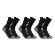 Carhartt Men's SC4223M Force® Midweight Crew Sock 3-Pack - Large - Black