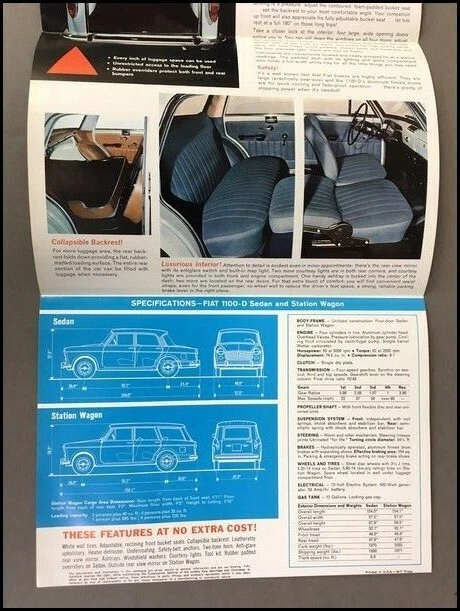 Fiat 1100 D 1100D Original Car Sales Brochure Catalog - 1960s Foto 3 de 4
