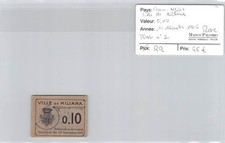 BILLE DE NECESSITE FRANCE - ALGERIE VILLE DE MILIANA - 0.10 F - 14.12.1916- RARE